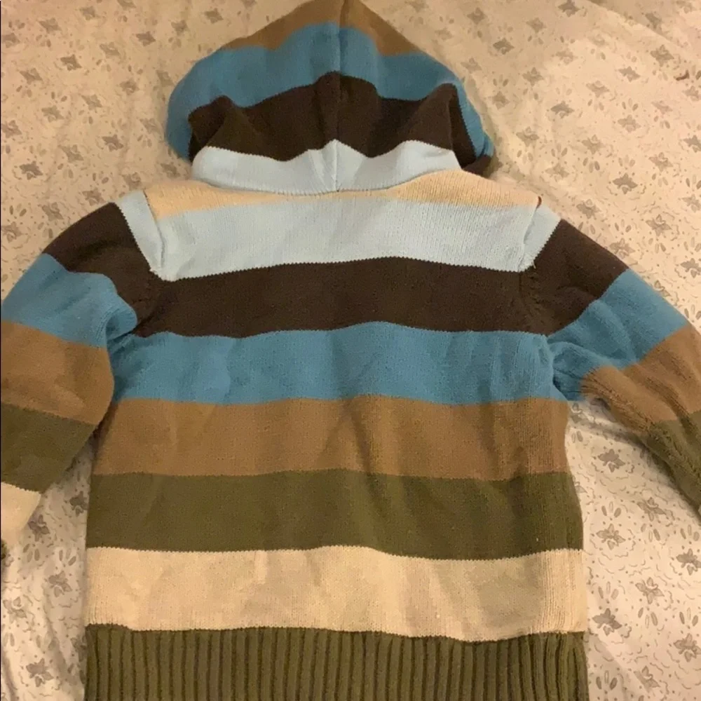 Fleece lined striped sweater 24 mos / puff vest 3T